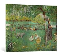 Kunst für Alle Reproduction sur toile: Pierre Bonnard Le grand jardin au Clos - impression d'art de haute qualité, toile sur châssis, Tableau prêt à susprendre, 90x70 cm