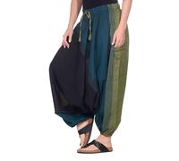 Kunst und Magie Pantalon sarouel unisexe taille unique multifonctionnel Hippie Goa Fair, Citron/turquoise, taille unique