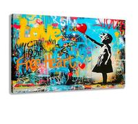 Kunstbruder Banksy Images Urban Streetart Grand paysage, décoration de la maison et du salon, graffiti, images modernes multicolores, pour fille, avec cœur_jour_2024, 70 x 100 cm
