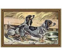 Kunstdruck Le Basset bleu de Gascogne Chasse Chien Meute Broyeur Cadre 053