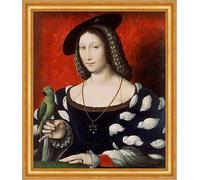 Kunstdruck Portrait of Marguerite of Navarre Jean Clouet 02488 Robe à oiseau encadrée B A3