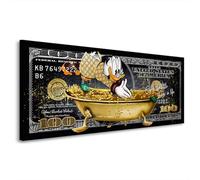 Kunstgestalten24 Dagobert Dollar Money Impression sur toile style pop art moderne 125 x 50 x 2 cm