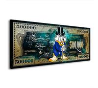 Kunstgestalten24 Dagobert Scrooge Dollar Impression sur toile style pop art moderne Décoration murale Street Art Peinture murale Tableau de bande dessinée