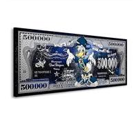 Kunstgestalten24 Donald Gangster Impression sur toile - Billet de street art Dollar 500000 $ - Art pop art - Décoration urbaine pour salon, chambre d'adolescent, bureau 100 x 40 x 2 cm