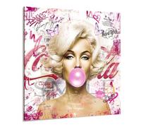Kunstgestalten24 Impression sur toile Marilyn Monroe Bulle de chewing-gum Pop Art Image murale Décoration murale