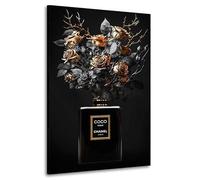 Kunstgestalten24 Impression sur toile - Noir Parfum Black Rose Coco Style - Avec châssis en bois véritable - Impression d'art de qualité supérieure - 40 x 60 cm - Profondeur du cadre : 2 cm