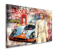 Kunstgestalten24 Impression sur toile Steve McQueen Porsche LeMans - Impression d'art - Décoration murale XXL - Décoration murale - Tableau moderne - Toile d'art