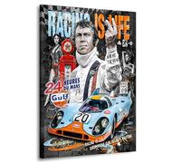Kunstgestalten24 Steve McQueen Porsche Racing Pop Art Impression d'art Décoration murale