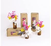 Kunstharz.Art - Cadeau pour la fête des mères - Mini Bouquet de Fleurs séchées en Rose, Blanc et Violet avec Emballage Cadeau (3 pièces) - Mini Bouquet de Fleurs séchées (Variante E)