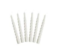 Kunstindustrien Bougies torsadées blanches, laquées, non parfumées, 6 pièces.