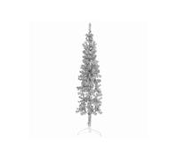 Kunstkerstboom half met standaard smal 120 cm zilverkleurig344594