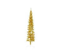 vidaXL Kunstkerstboom half met standaard smal 210 cm goudkleurig344592 Or G