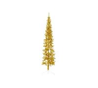 vidaXL Demi sapin de Noël artificiel mince avec support Doré 240 cm