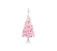 Kunstkerstboom met verlichting en kerstballen 210 cm PVC roze3077500