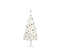 Kunstkerstboom met verlichting en kerstballen 240 cm wit3077550