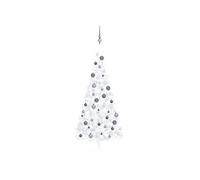 vidaXL Demi-arbre de Noël artificiel pré-éclairé et boules blanc 240cm