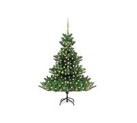 Kunstkerstboom Nordmann met LED's en kerstballen 210 cm groen3077561