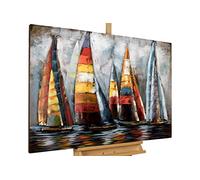 KunstLoft Flamboyante métal Tableau 3D de Sailing to Nowhere' 120x80x5cm | Décoration XXL d'art Mural | Voiliers Bateaux Sea Colorful | Image Fait à la Main Sculpture Murale Moderne