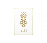 KunstLoft® Image encadrée effet 3D 'Golden Pineapple' | 50x70cm