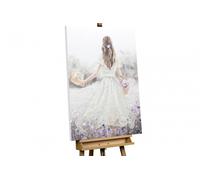 KunstLoft® Peinture acrylique sur toile 'Girl with Flowers' | 75x100cm