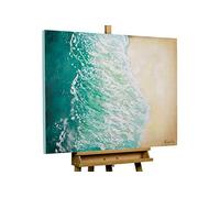 KunstLoft Tableau peinture moderne | 100% PEINT À LA MAIN | 100x75cm | Peinture sur toile 'Été à Ibiza' | Plages | Turquoise Beige | Deco murale salon