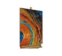 KunstLoft Tableau peinture moderne | 100% PEINT À LA MAIN | 60x90cm | Peinture sur toile 'Journey to Jupiter' | Abstrait | Bleu Cuivre | Deco murale salon