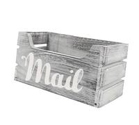 Kuntesetty Boîte à Courrier En Bois, Boîte Aux Lettres de Table, Panier à Courrier Rustique Multifonctionnel Fait à La Main, Fixation Murale, Cadeau de Pendaison, Gris