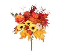 Kuntesetty Bouquet de Fleurs Artificielles Arrangement D'Automne avec Tournesols et Feuilles D'Érable Couleurs Vives pour Vase à La Maison et Fête Des, Style C