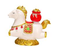 Kuntesetty Cheval Figurine Résine Miniature Ornement Cheval Statue Animale Créative Décor Tabletop pour Collection Cadeau Maison Bureau 7.3cmx4cmx7.5cm Adapté, Blanc Rouge