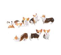 Kuntesetty Lot de 8 Figurines de Corgis En Résine, Sculptures de Corgis pour Ordinateur Ou Intérieur de Voiture