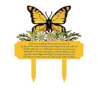 Kuntesetty Piquet Commémoratif Signe de Souvenir Jalon Papillon Marqueur de Tombe avec Texte de Condoléances Adapté pour Les Funérailles et Anniversaires, Jaune