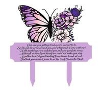 Kuntesetty Piquet Commémoratif Signe de Souvenir Jalon Papillon Marqueur de Tombe avec Texte de Condoléances Adapté pour Les Funérailles et Anniversaires, Violet
