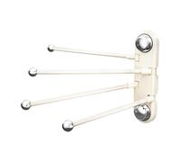 Kuntesetty Porte-Serviettes Mural avec Bras Rotatifs Support de Serviette Pliable à Quatre Barres Porte-Serviette avec Fixation Ventouse en Métal et PP Suspensio, Argent