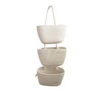 Kuntesetty Rangement de Porte Étagère Verticale Corbeille Bohème Organisateur à Trois Niveaux sans Encombrement Au Sol Approprié pour Salle de B, Blanc