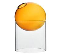 Kuntesetty Rond en Verre Vase de Table Terrarium Conteneur Bourgeon Pot Décor à La Maison, Grand Orange