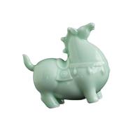 Kuntesetty Statue de Cheval En Céramique, Figurine de Cheval, Sculpture, Objet de Collection, Fait Main, Création Artisanale pour Salon, Maison, Bureau, Vert Clair, Se Diriger Vers