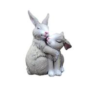 Kuntesetty Statuette Décorative de Lapin, Sculpture de Lapin En Résine, Figurine de Lapin, Ornement Animalier, Fabrication Soignée, Idéal pour Offrir, Décoration, Gris