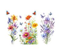 Kuntesetty Stickers Muraux avec Fleurs et Papillons, Art pour Bureau, Salle de Bain,