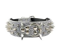 Kuntrona 5,1 cm de Large Collier de Chien à Pointes en Cuir Clouté Chien Colliers pour Medium Large pour Animal Domestique Mastiff Pitbull S-XL, M, Gris Clair