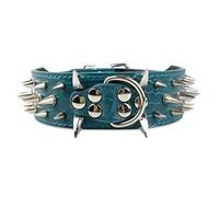 Kuntrona 5,1 cm de Large Collier de Chien à Pointes en Cuir Clouté Chien Colliers pour Medium Large pour Animal Domestique Mastiff Pitbull S-XL, M, Vert