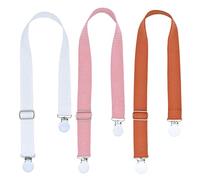 Kunyeah Lot de 3 clips multi-usages pour couverture d'allaitement pour bébé - Pince à double extrémité - Clip anti-chute - Sangle tressée réglable - Porte-serviettes (orange/blanc/rose)