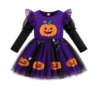 Kunyeah Robe Tutu d'halloween pour Petite Fille Costume Tulle Citrouille | Tissu polyester et élasthanne doux imprimé sur le thème d'Halloween1 à 5T Idéal pour les fêtes d'Halloween festivités
