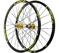 KUNYOS 26 27,5 29 Pouces Ensemble de Roues de VTT Vélo Tout-Terrain Roues à libération Rapide Jante en Alliage Ultra-léger Rayon Plat Moyeu pour Cassette 8-12 Vitesses Frein à Disque,d'or,26inch