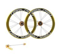 KUNYOS 406 451 Paire De Roues Légère Vélo Pliant BMX Vélo D'Équilibre Kit 20 Pouces Frein À Disque Dégagement Rapide 40Mm Jantes en Aluminium Cassette 8 9 10 11 Vitesses,d'or,405