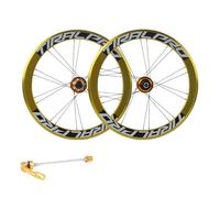 KUNYOS 406 451 Paire De Roues Légère Vélo Pliant BMX Vélo D'Équilibre Kit 20 Pouces Frein À Disque Dégagement Rapide 40Mm Jantes en Aluminium Cassette 8 9 10 11 Vitesses,d'or,406
