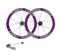 KUNYOS 406 451 Paire De Roues Légère Vélo Pliant BMX Vélo D'Équilibre Kit 20 Pouces Frein À Disque Dégagement Rapide 40Mm Jantes en Aluminium Cassette 8 9 10 11 Vitesses,Violet,406