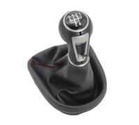KUNYOS Bouton Avec Cache Pommeau De Levier De Vitesse Manuel Pour Seat Leon 2006-2012 ABS/Cuir PU 5 Vitesses/6 Vitesses Noir/Rouge Élégant Pommeau De Vitesse 1 Pièce