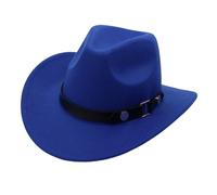 KUNYOS Chapeaux de cow-boy western, chapeaux à bords for hommes et femmes, accessoires de ceinture simples, chapeaux Panama classiques, voyages de vacances en plein air(Blue)
