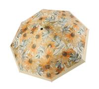 KUNYOS Elegant Yellow Flower Sunlight Umbrella, Women's Compact Folding Umbrella, 98cm Diameter, 27cm Length, Rain & Shine Protection(Yellow Flower)