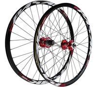 KUNYOS Ensemble De Roues De Mountainbike 26/27.5/29 Pouces, Jantes en Alliage À Double Paroi pour Freins À Disque, Roues MTB, Rayons en Acier Inoxydable 32H, Moyeu HG 7-12 Vitesses,Rouge,26inch